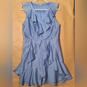 Gianni Bini Asymmetrical Blue Ruffle Dress